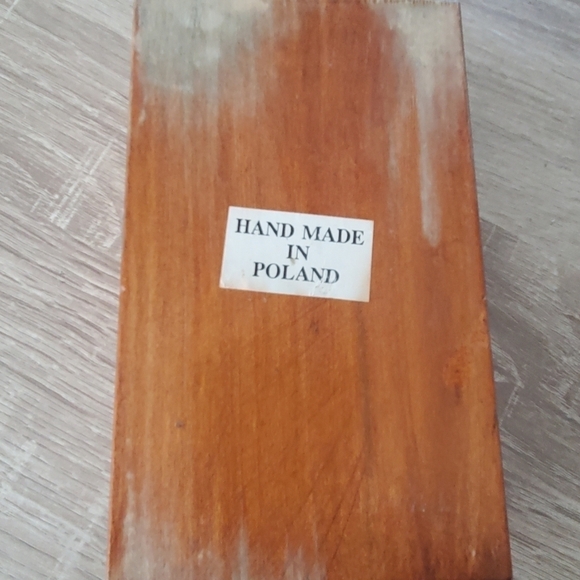 Handmade in Poland trinket wooden box. With red velvet inside. VINTAGE - Picture 3 of 8